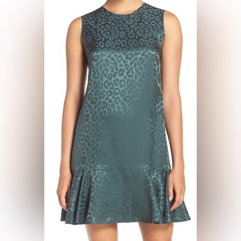 BCBGMaxAzria Sleeveless Sheridan Jacquard Silk Shift Dress Animal Print ZB1